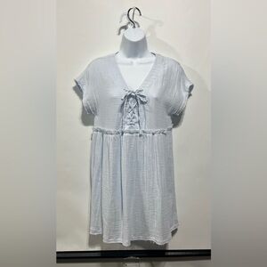 TRUE CRAFT Baby Doll Dress 100% Cotton Light Blue Size XS New With Tags